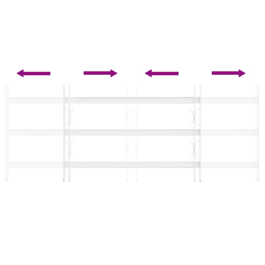 Window Security Grille with 3 Horizontal Bars Adjustable from 63 114 cm