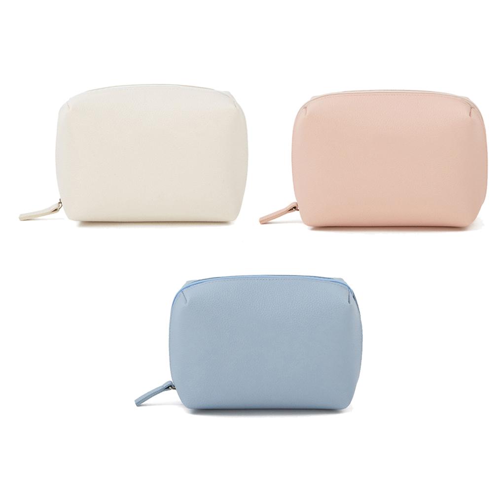 Personalized Ple Cosmetic Bag Portable Waterproof Multifunctional Handbag Fashion PU Solid Color Pouch Large Capacity