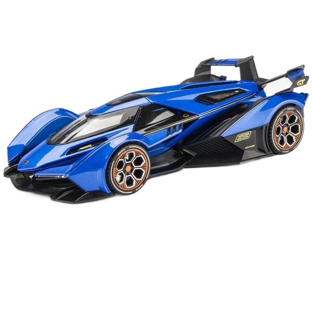 

1/22 Lamborghini V12 GT Alloy Sports Car Model Diecast Metal Simulation Decoration Sound and Light Childrens Toy Car Gifts A471 синій