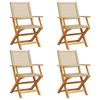 VidaXL Chaises de jardin pliantes lot de 4 beige rotin et bois massif, siège de jardin, chaise de patio, chaise à manger de 3214562