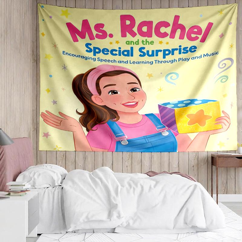 Ms. Rachel Educational Adventures Tapestry for Bedroom Aesthetic Classroom Tapestries Wall Hanging for Living Room Dorm Office,Ideal Creative Gift