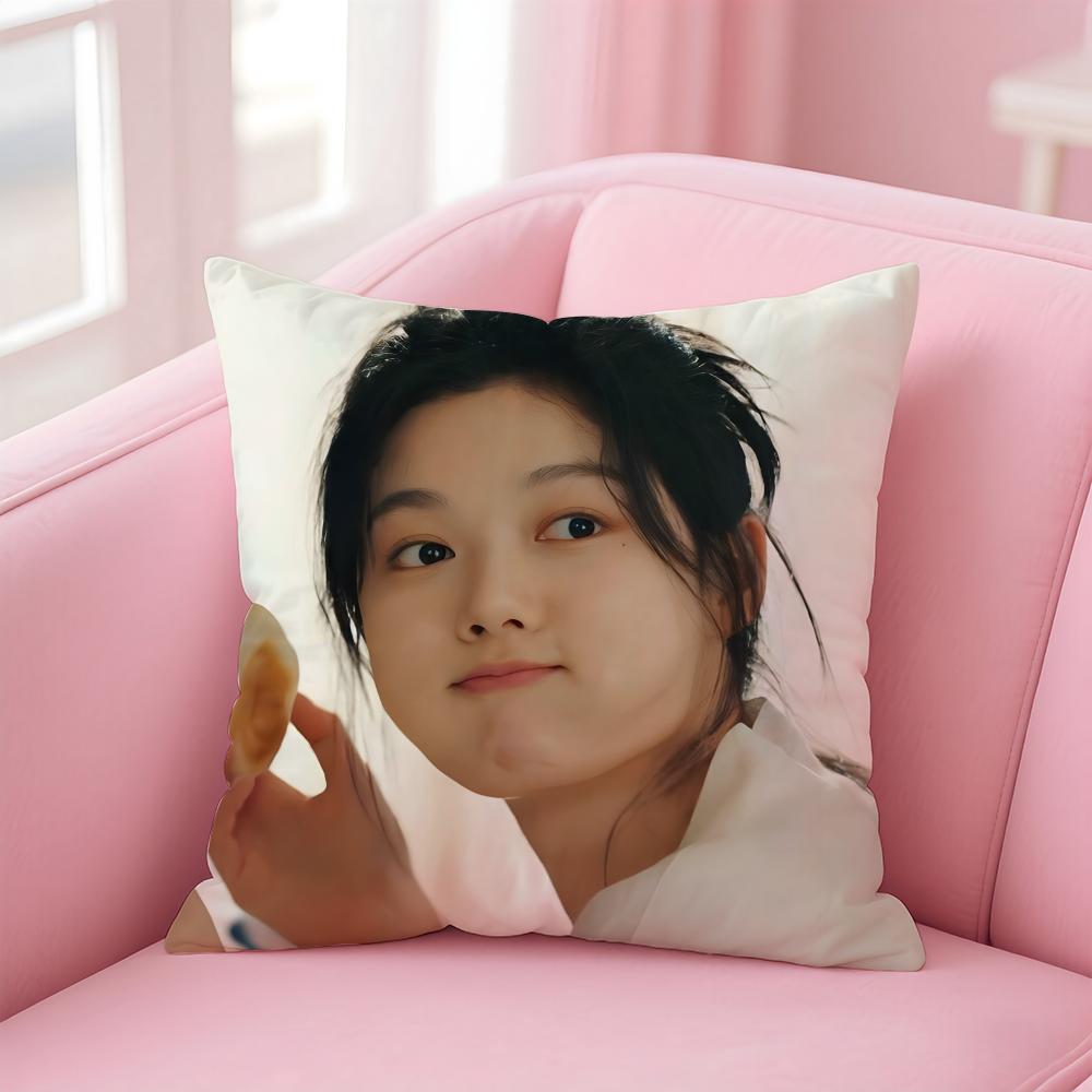 Hot Kpop Charming Korean Actor KKim Yoojung Cushion Cover Pillowcase Short Plush Invisible zipper Room Sofa Cushion Cover
