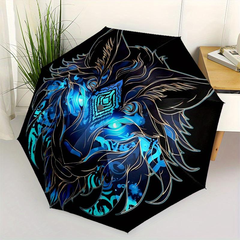 1pc Wolf Head Automatic Open/close Folding Umbrella, Compact Portable Travel Umbrella,Durable Construction Yy250814157