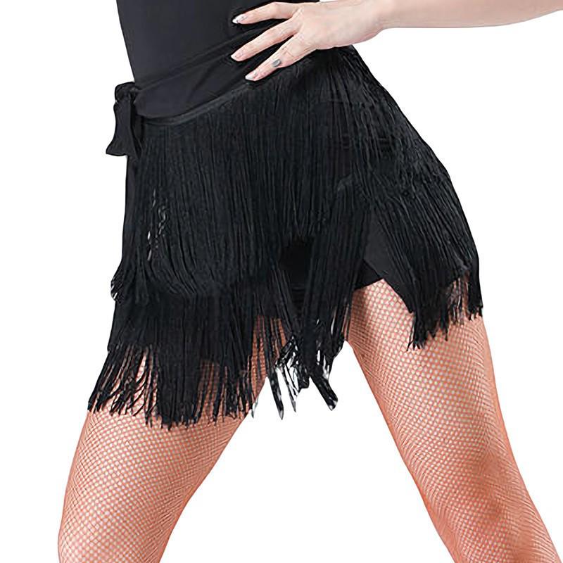 Women's Latin Dance Costume Apron Tassel Skirt with Hip Scarf for Practice & Performance