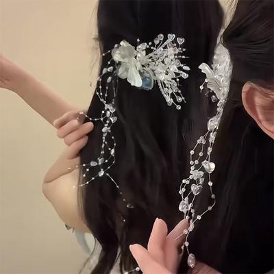 Butterfly Fringe  Hair Clips For Women Girls Fairy Temperament Sweet Princess Hairpins  Bride Hair Accessories