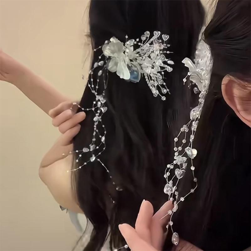 Butterfly Fringe  Hair Clips For Women Girls Fairy Temperament Sweet Princess Hairpins  Bride Hair Accessories