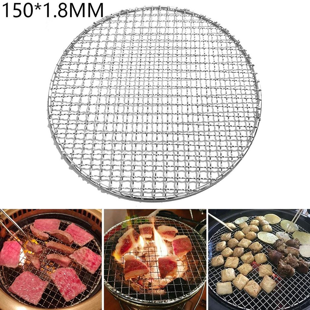 Round Barbecue Grill Mesh Wire Net Stainless Steel Racks Grid Grate Picnic