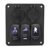 3 Gang Rocker Switch Panel 12V‑24V Dual USB Charger Cigarette Lighter Socket ON Off Switch for Truck