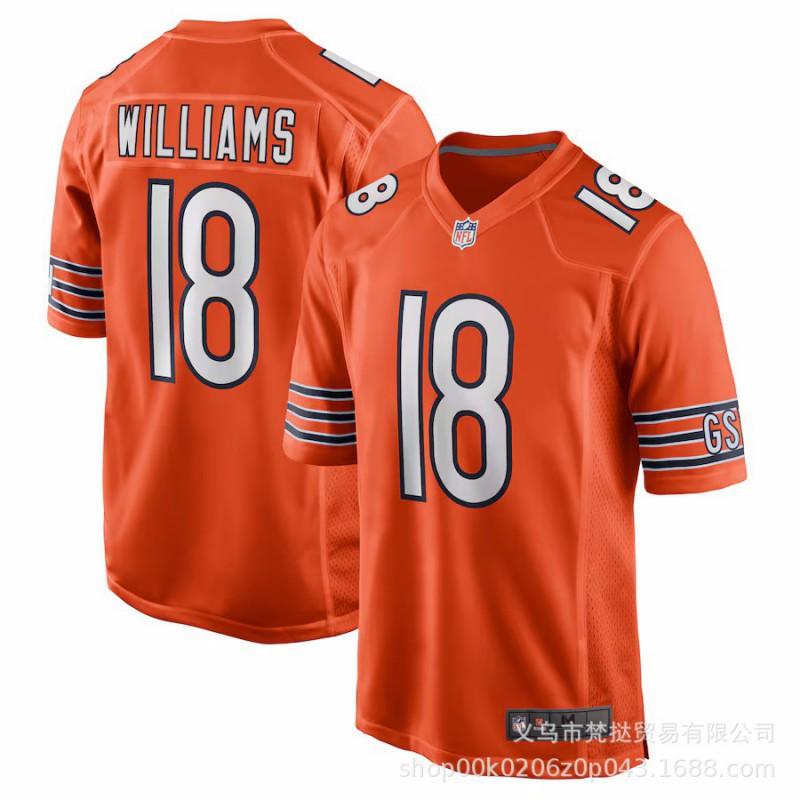 Camiseta de Fútbol NFL Chicago Bears 18 Williams 15 Odunze 2 Manga Corta Algodón Cuello en V Ropa Deportiva Hombre Mujer