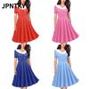 JPNTKY Moda Verão Primavera Manga Curta Decote V Vestidos Casuais