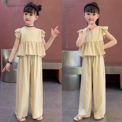 Girls Summer Suits Children's Summer Clothes Wide-leg Pants Two-piece Suit