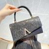 Fashion Rhinestone Bowknot Evening Bag Glitter Gold Silver Bow Chain Bag Clutch Dinner Bag for Women Female Stylish and Shiny
