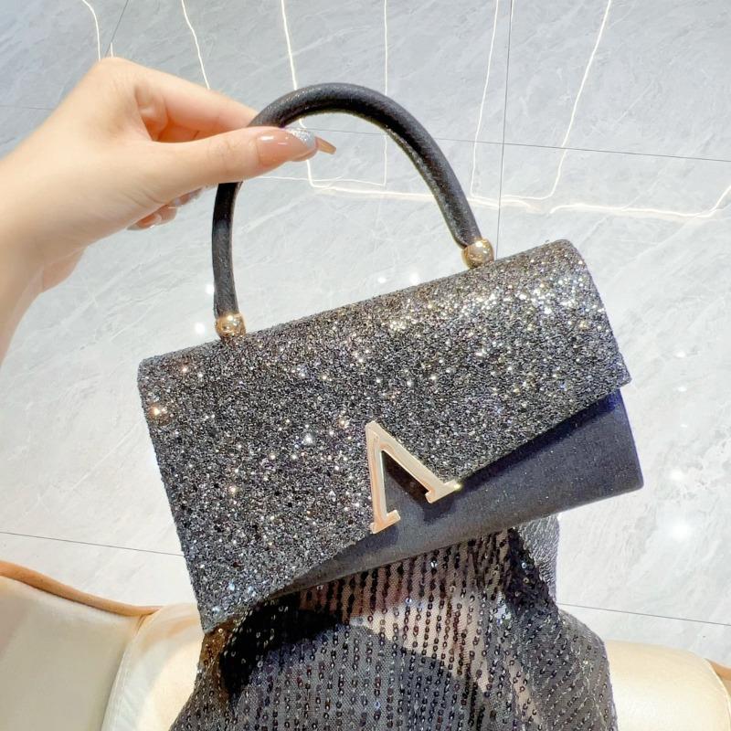 Fashion Rhinestone Bowknot Evening Bag Glitter Gold Silver Bow Chain Bag Clutch Dinner Bag for Women Female Stylish and Shiny