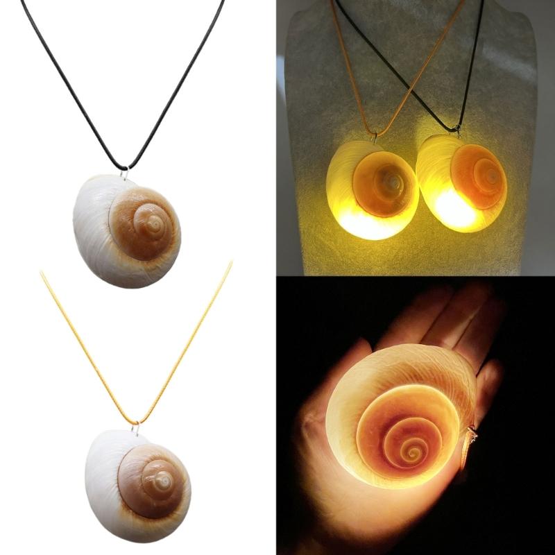 Glowing Seashells Pendant Necklace with Adjustable Rope Chain for Night Parties and Outdoor Event Trendy Women