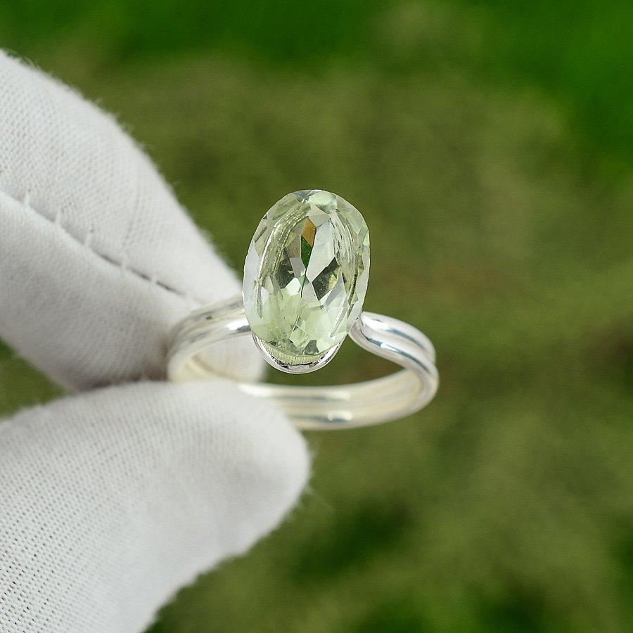 Sisters Day Deal Green Amethyst Gemstone Sterling Silver Ring Jewelry Size 9.25