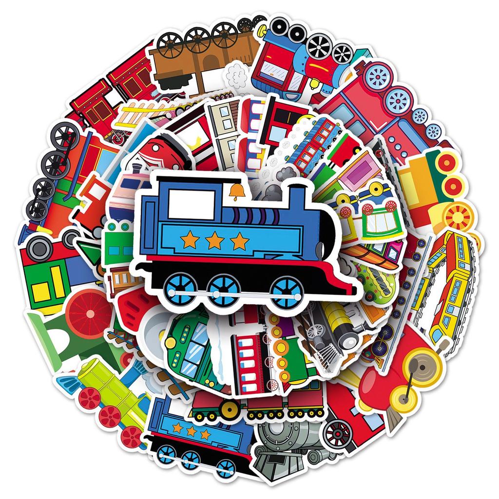 50 Creative Cartoon Train Stickers: Waterproof Decorations for Suitcases, Scooters, Computers, and More
