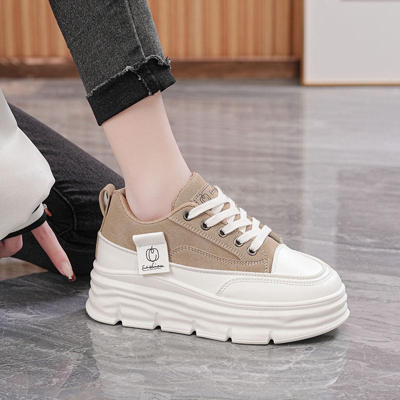 Fashion Shoes2025 Women Autumn Trend New Woman Flats Shoes Chunky Lace-up Soft-sole Casual Sneakers Female Vulcanized Shoe Walking Shoe
