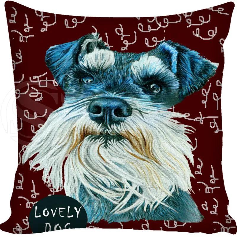 Cartoon Funny Dog Schnauzer Fashion Style Square Pillowcase Zipper