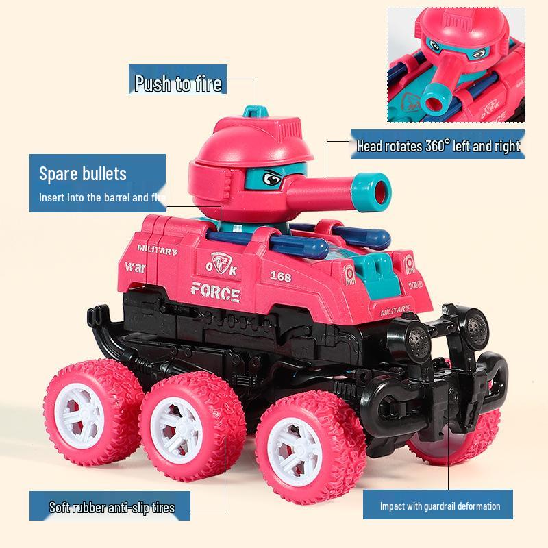 Collision Eject Inertia Tank Toy Car for Kids Aged 3-6