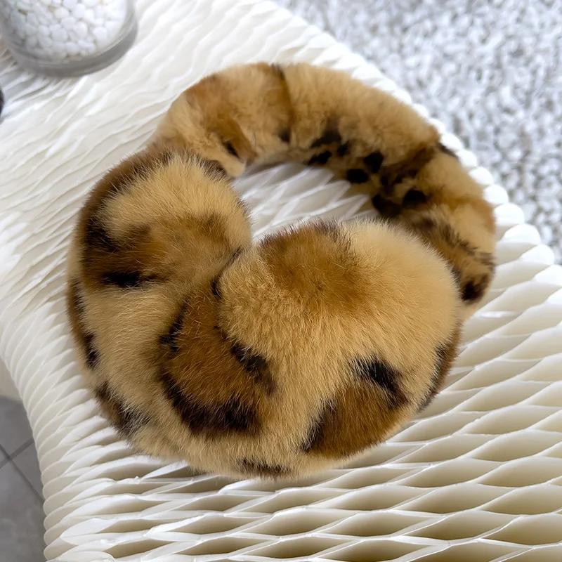Echte Rexkaninchenfell-Ohrenschützer für Damen Winter-Ohrenwärmer Weiche Warme Fellige Ohrenschützer für Kaltes Wetter