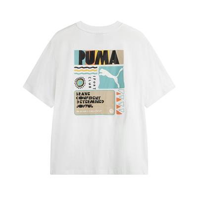Puma Logo Round Neck Fashion Versatile Short Sleeve T-Shirt Unisex T-Shirts White 634162-02