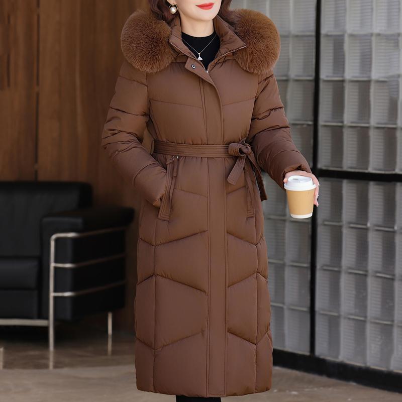 Plus Size XL-6XL Γυναικεία Μεσαίωνα μακριά πάρκα Χειμερινά χοντρά ζεστά πανωφόρια με κουκούλα Κομψός γιακάς από ψεύτικη γούνα Φαρδιά γυναικεία μπουφάν