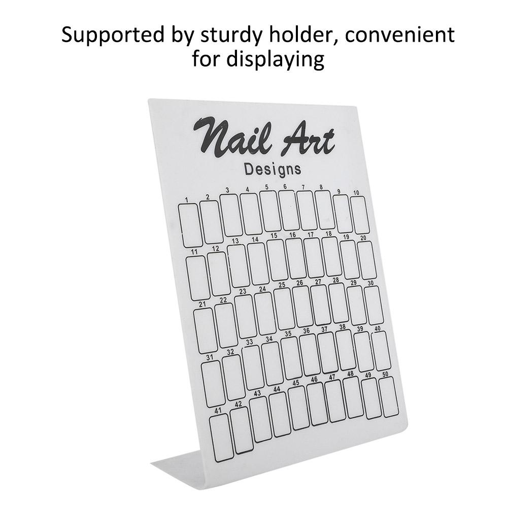 50Pcs Nail Art False Tips Chart Display Board Nailtips Polish Gel Color Card (White)