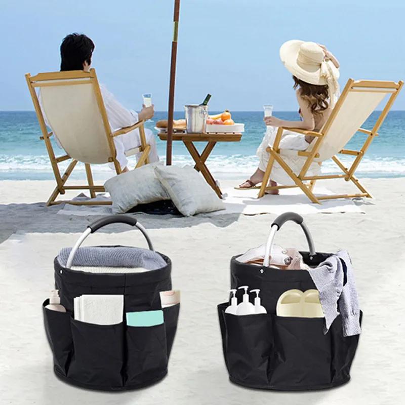 Portable Picnic Basket Outdoor Beach Basket Portable Foldable Storage Toiletries Bag Shower Basket Home Shopping Basket YLE351