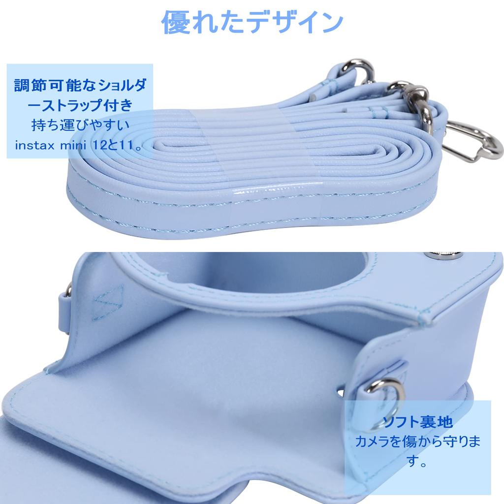 Aenllosi compatible storage case for FUJIFILM instax mini instant with shoulder 13/12/11 cameras, blue, strap.