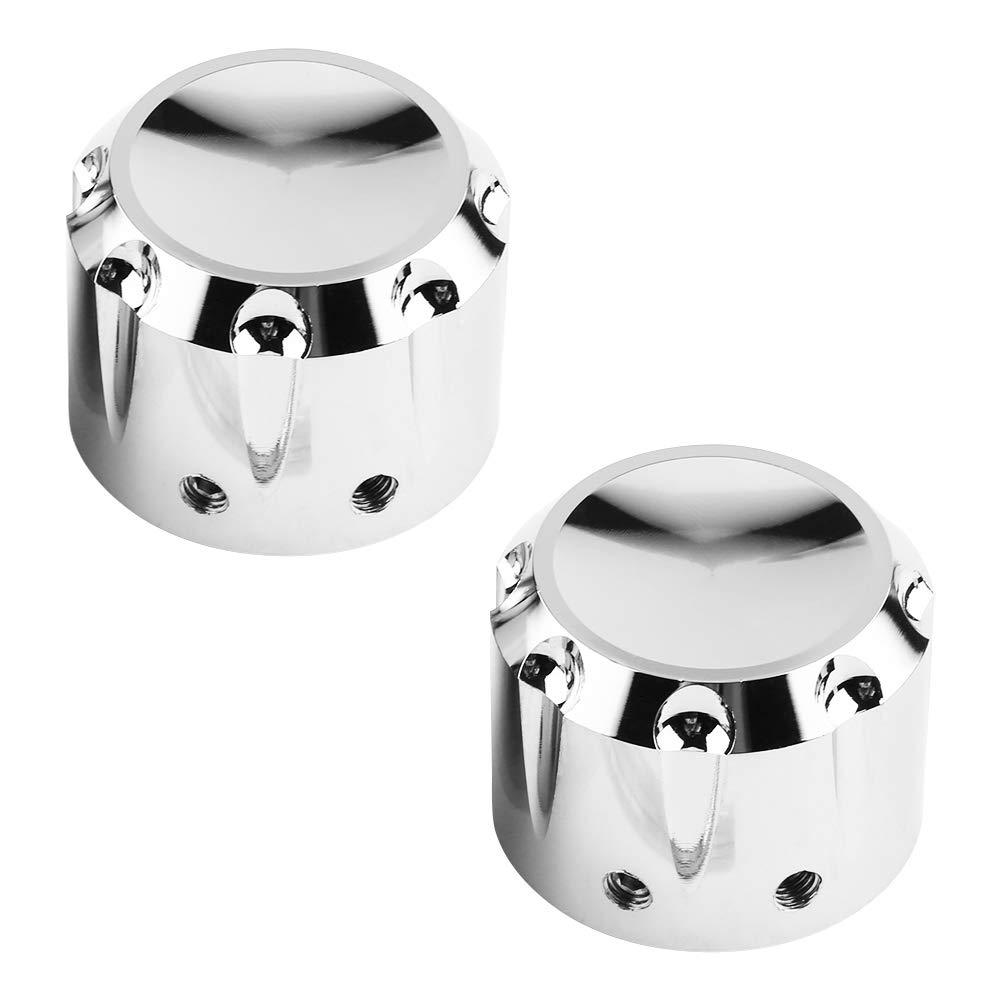 Akozon Motorcycle Front Axle Skull Nut Bolt Cover Caps, CNC Aluminum Motorcycle Front Axle Nut Covers, Axle Caps, 2 Pieces (Plated Color)