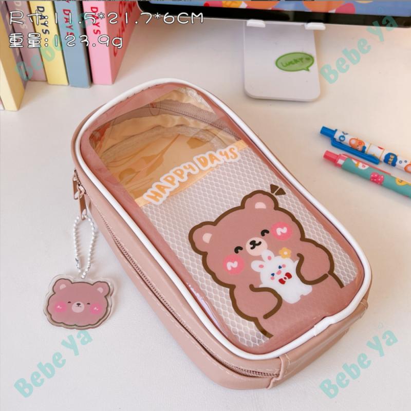 Kawaii Transparent Pencil Case Large Capacity Organizer Pen Box Korean Pouch for Girls Back To School Supplies Stationery