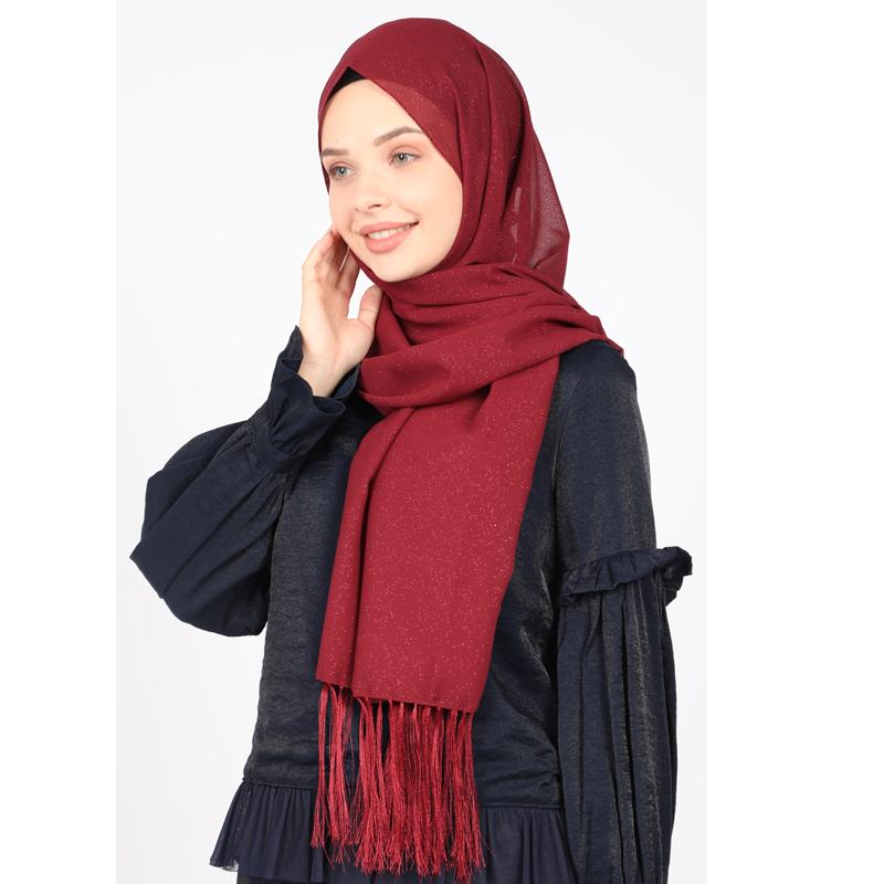 

Красный серебристый вечерний платок Miray Claret 85x190 бордовый