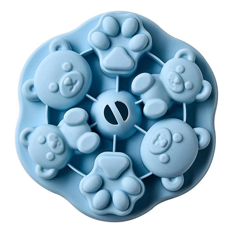 Jelly Silicone Mold Cake Mold Steamed Pastry Mold Bear Chocolate Mold Baby Auxiliary Food Tools with Lid Cake Decoration Mold