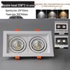 LED Double Head Spotlight: Embedded Grille, Single or Triple Head, Square Cylinder Design - Ideal for Living Room or Commercial Spaces.