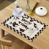 42x32cm Halloween Plaid Linen Dining Tables Mat Heat Resistant Placemat Table Drink Cup Coaster Kitchen Accessories Wholesale