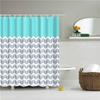 Nordic Style Geometric Stripe Wave Shower Curtains Frabic Waterproof Polyester Bathroom Curtain With Hooks