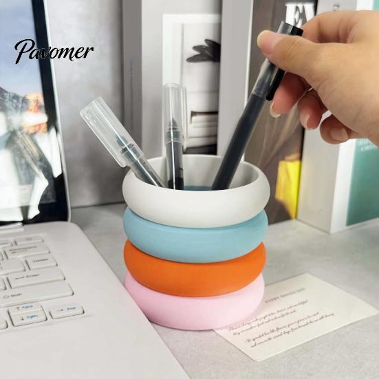Pen Holder Decorative Rainbow Donut Holder, 3D Printed Desk Organizer, Cute Multi-functional Stand Pencil Cup for Makeup Brushes, Classroom