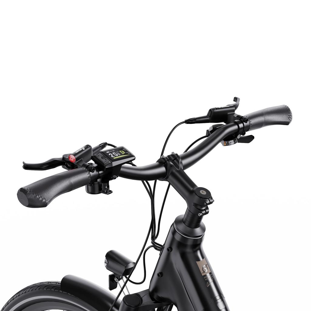 ONESPORT OT07 Matte Black Electric Bike, Bafang Mid-Drive 250W, 110KM Range, Torque Sensor, Hydraulic Brakes, Lightweight Commuter E-Bike