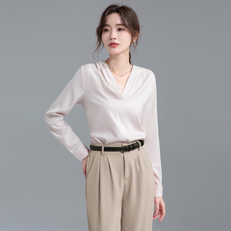 Women's Professional V-Neck Long Sleeve Chiffon Blouse