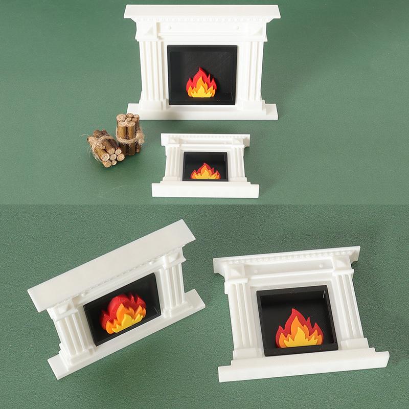 1/12 Dollhouse Miniature Living Room Heater Fireplace Model Dollhouse Mini Christmas Scene Decoration Dolls House Accessories