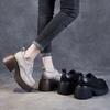 Fashion 7.5CM Fashion Women Flat Platform Shoes Spring AutumnRound Toe Back ZIP Genuine Cow Leather Academic Style Casual Loafers Female