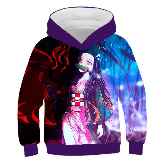 2025 Dětské 3D Mikiny Demon Slayer Módní Podzimní Chlapecká Mikina s Kapucí Manga Kimetsu No Yaiba Chlapci Dívky Svetry 4-14 Let Oblečení