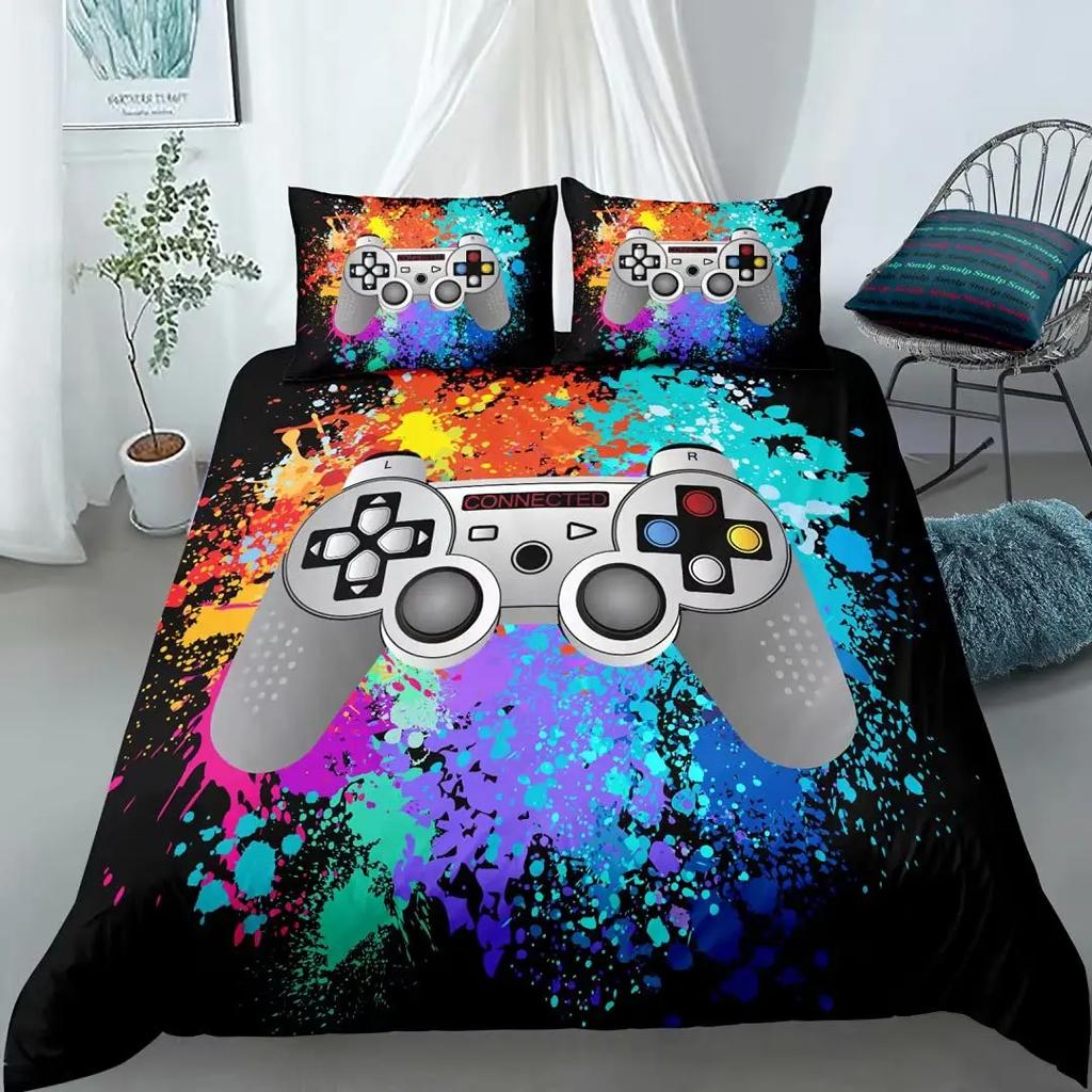 Moderní technologické trendy Hráčská ložní souprava pro dospělé děti Přikrývka/ povlak na přikrývku Gamepad Hippie Severský Polyesterový povlak na přikrývku