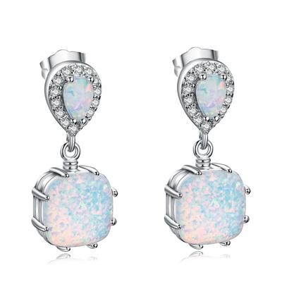 New Water Drop Shaped Zircon Square White Earnail Earrings with Feminine Style and Simplicity