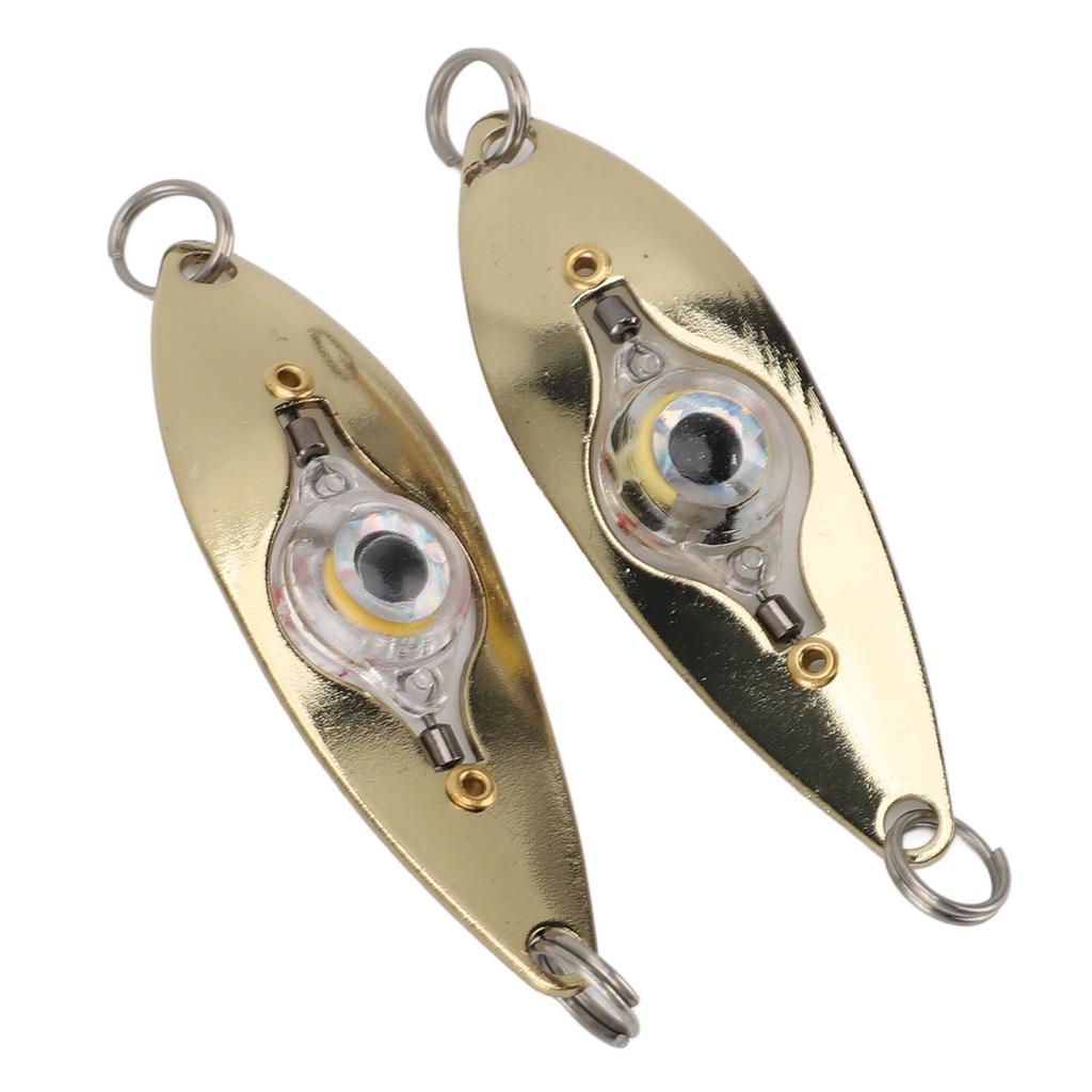 2pcs Fish Eye LED Fishing Lures Lighted Fishing Spoons Underwater Bait Flasher Deep Drop Light for