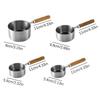 4Pcs Stainless Steel Wooden Handle Measuring Cups Spoons Baking Tools Coffee Bartending Scale Kitchen Accessories Set