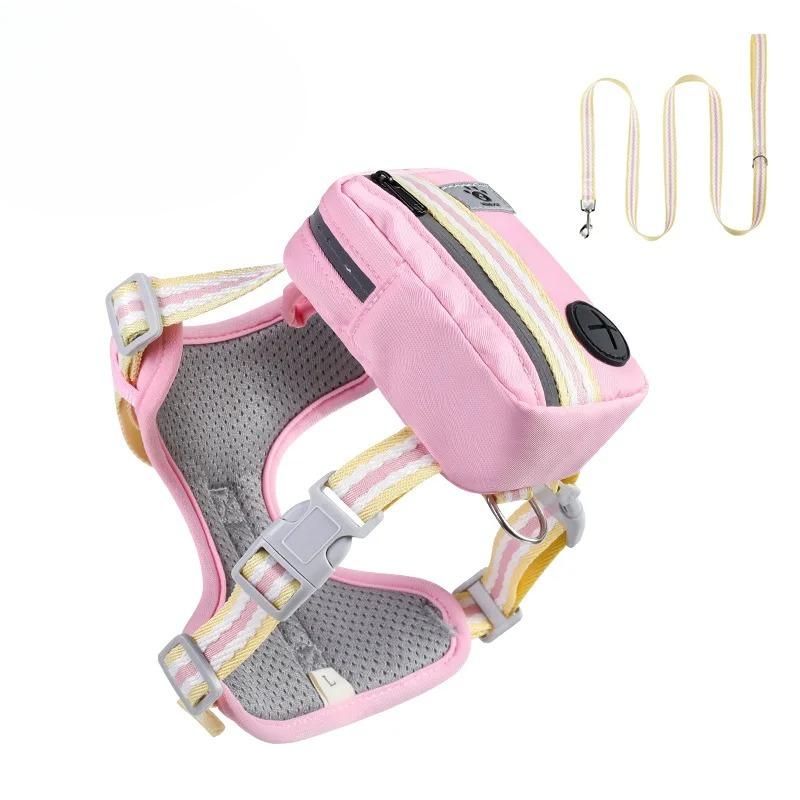 

New Pet Self Backpack Multicolor Breathable Dog Harness for Small Medium Dogs Outdoor Walking 2-3.5 kg розовый