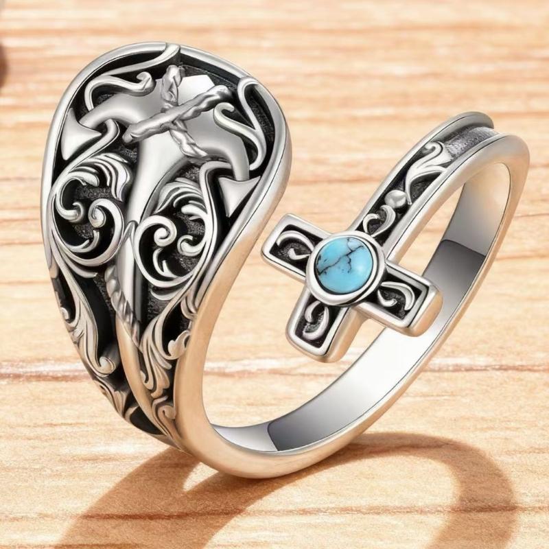 Elegant Finger Rings Party Accessories Geometric Crosses Weddings Rings Zinc Alloy Texture for Fashion Casual Looks