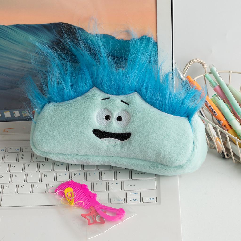 Cartoon Plush Pen Bag With Large Capacity For Students And Office Supplies