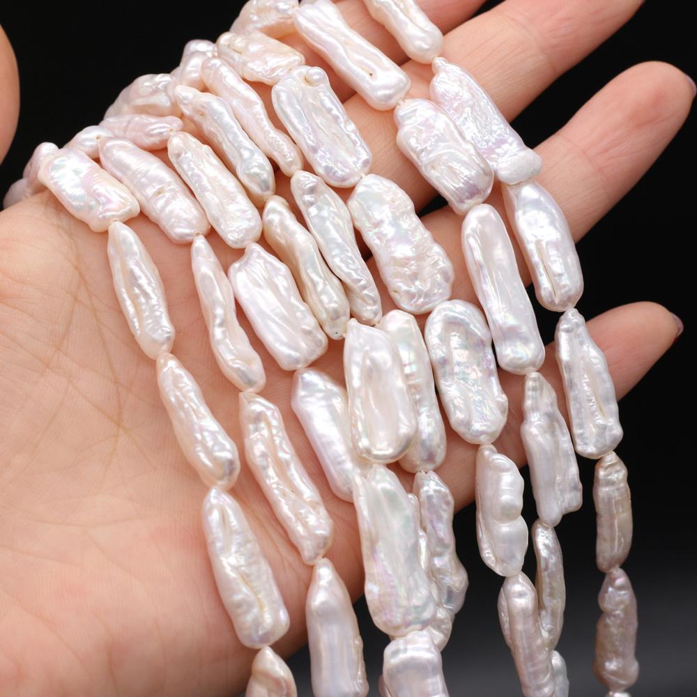 1String, Baroque Pearls, 7×20-8×22mm, Rectangle Natural Freshwater Pearl Beads for Jewelry Making DIY Supplies, Women's Craft Gifts 36cm